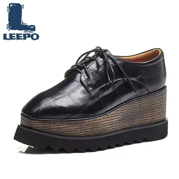 

Flat Platform for Women Plaid Shoes Woman Luxury Handmade Genuine Leather Shoes Female Wedge Black Retro Platform Flats