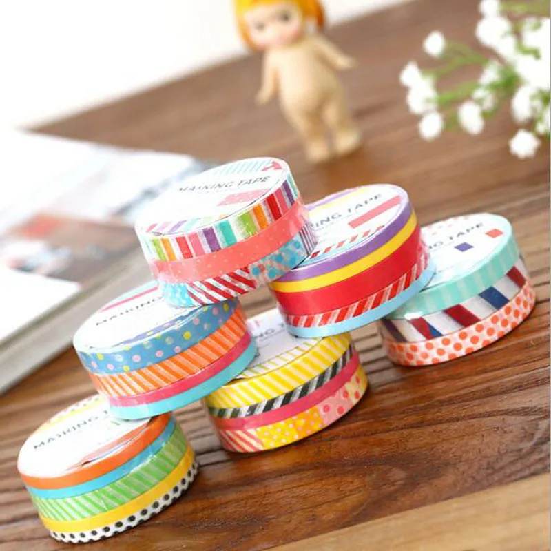 24packs/lot Beautiful 7mm*5m deco washi tape Scotch masking tapes for