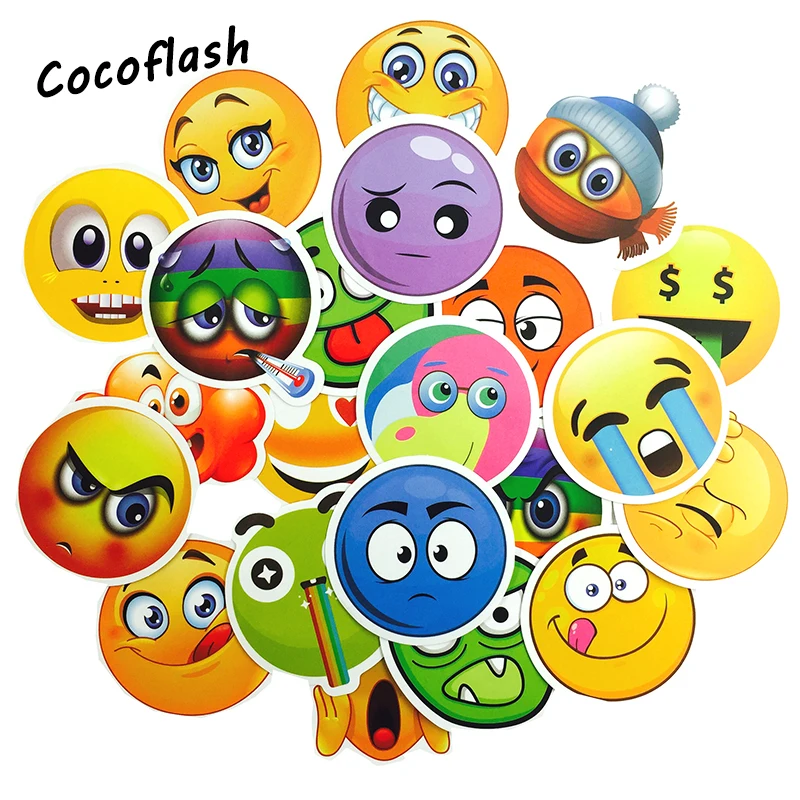 50 PCS Emoji Sticker Smile Face Toys for Children Anime Waterproof Decor Stickers to DIY  Book Laptop Suitcase Sticker For Kids
