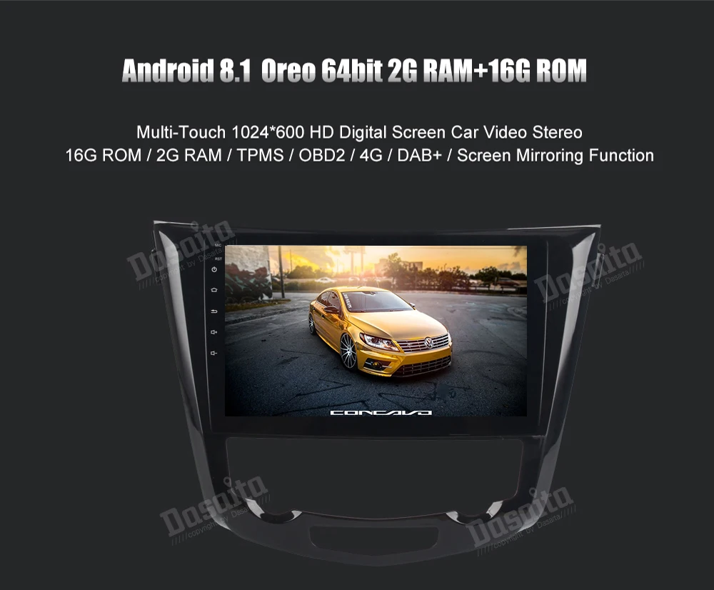 Cheap Dasaita 10.2" Android 8.1 Car GPS Player Navi for Nissan X-Trail 2014-2017 with 2G+16G Quad Core Stereo Radio Multimedia 4G 4