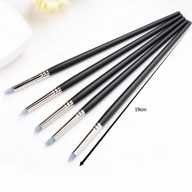 1 set/5pc Silicone Brush Decorating Pen Sugar Craft Tool Fondant Shaping Pen Cake Biscuit Cupcake Decorating Cake Tools