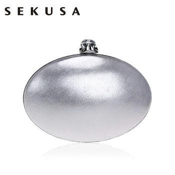 

SEKUSA New Design Egg Shaped Women Day Clutches Chain Shoulder Rhinestones Lady Wedding Party Evening Bags Mixed Color Wallets