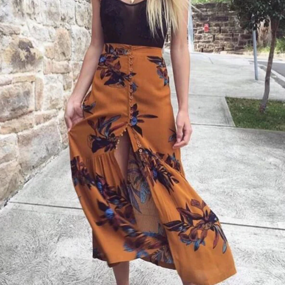 Buy Women Skirts High Waist Split Beach Long Skirt