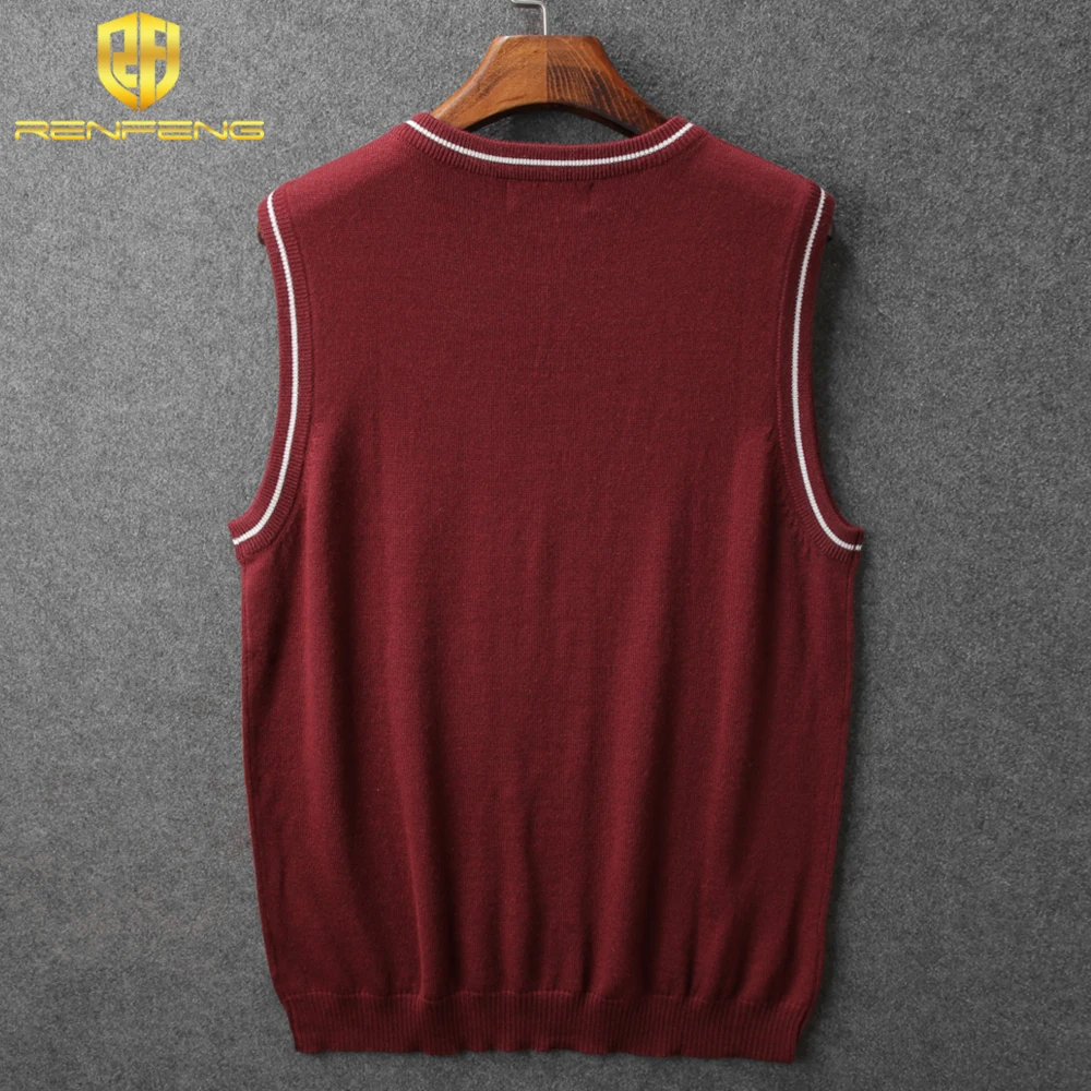 2018 Spring Autumn Wool Sweater Vest men Sleeveless V-Neck Knitted Vest Male casual tank tops pullover oversize Sweater Dress (12)