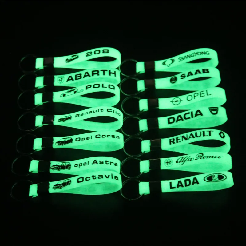 

New Luminous Silicone Keychain Car Key Ring For VW Volkswagen golf r Mitsubishi mazda MINI FIESTA daewoo great wall Car Styling