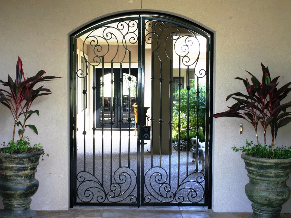 

Handmade top villa wrought iron gate one stop shipping to USA hench-lg14