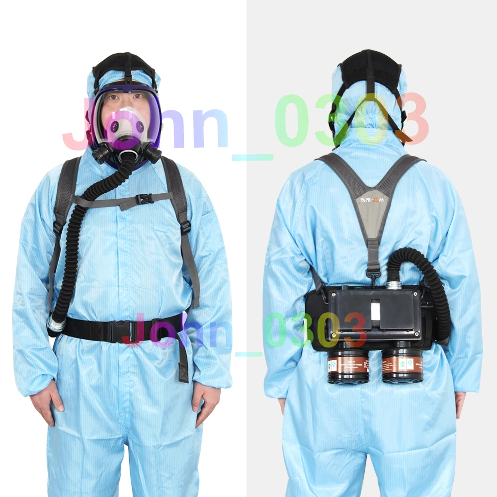 En Ligne Nouveau Électrique Fourni Alimenté en Air Plein Visage Masque À Gaz Respiratoire Système Deux Entrée D air