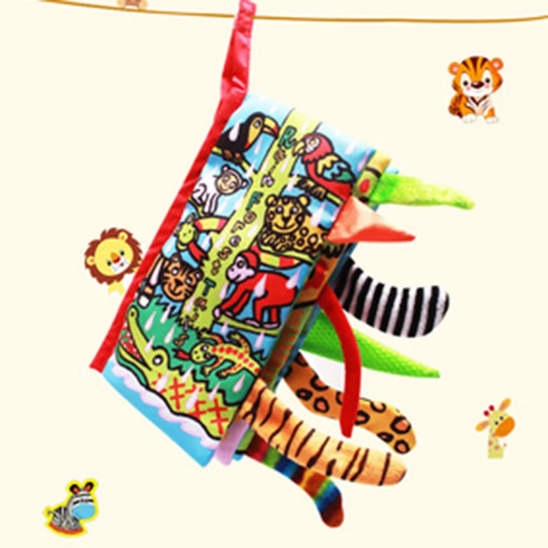 Baby Early Education Toy Book Modern Soft Quiet Children Toddler Toy Cloth  Infant Animal Jungle Tail