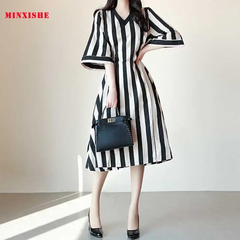 

Summer Women Dress 2019 Sexy Bodycon Elegant Robe Striped Sashes Maxi v neck Casual Korean style party night Bandage Long Dress