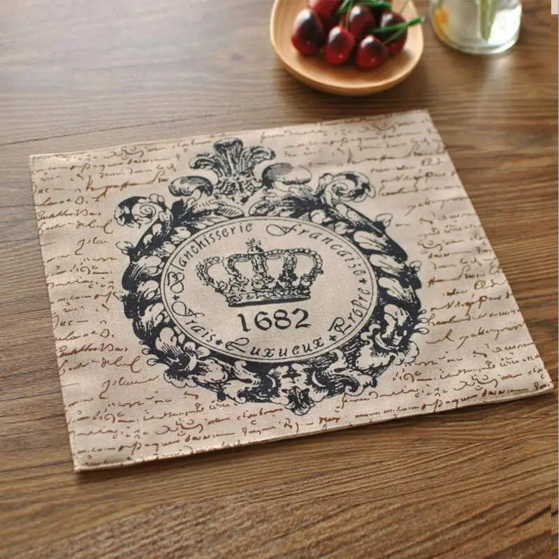4pcs Retro cloth Crown placemat table mat Western pad Placemats double