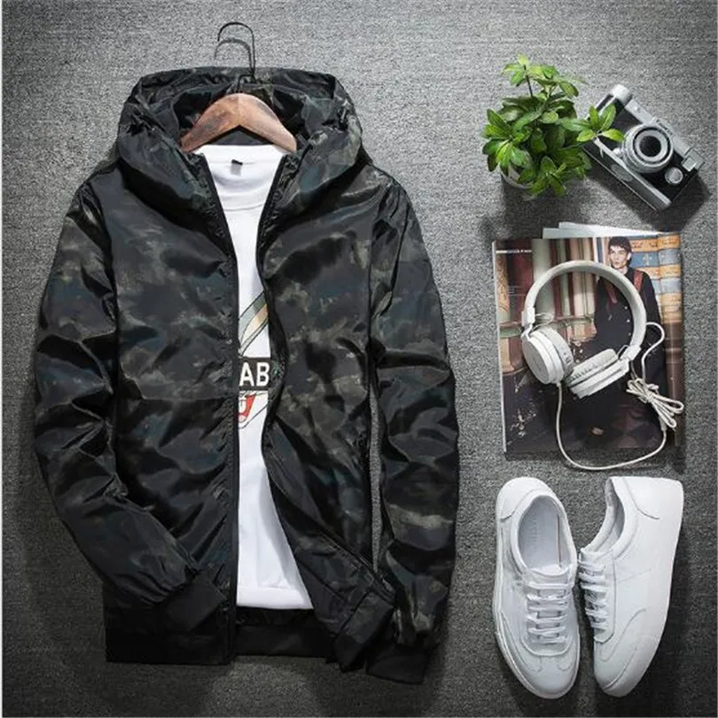 

Spring Autumn Mens Casual Camouflage Hoodie Jacket Men Waterproof Clothes Men's Windbreaker Coat Male Outwear 4XL