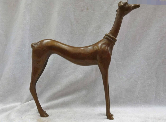 

wholesale factory 9" China brass copper finely carved beautifu exaggerated dog Sculpture Statue