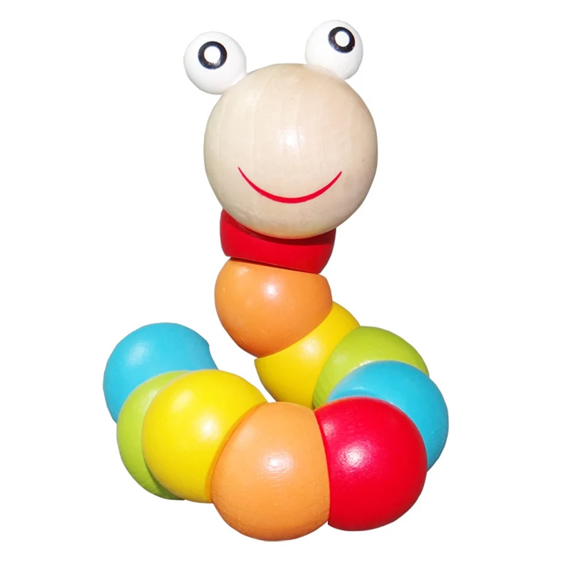 Montessori Toy Educational Wooden Toys for Children Early Learning Baby Exercise Fingers Flexible Twist Insects Games