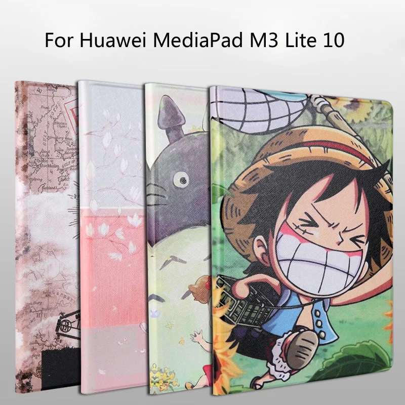 

Fashion painted Pu leather stand holder Cover Case For Huawei MediaPad M3 Lite 10 BAH-W09 BAH-AL00 10.1 inch Tablet +Film+Stylus