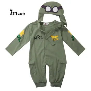 

2019 New Hot Sale Newborn Toddler Baby Boy Children Clothes Rompers+Hat Cap Jumpsuit Outfits Green