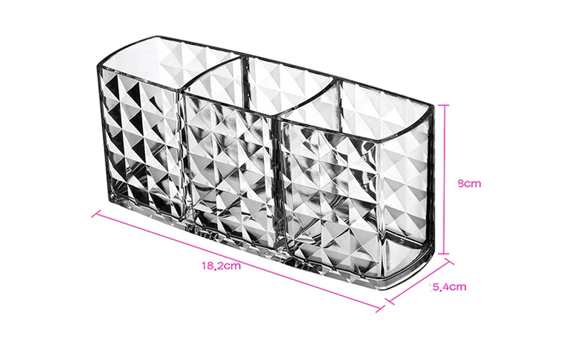 Прозрачный акриловый держатель для ручек с 3 сетками, органайзер для кистей для макияжа, Геометрическая Алмазная ручка, карандаш, органайзер для макияжа, коробка для хранения инструментов, декор стола