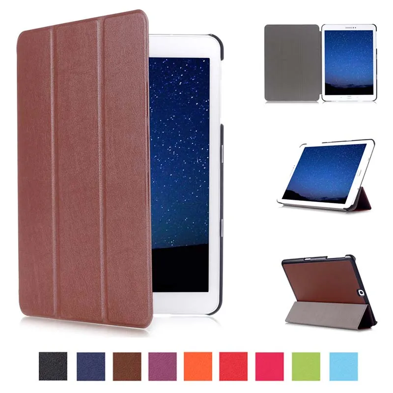 Коричневый Магнитный чехол для Samsung Galaxy Tab S2 T810 T813 T815C T819C 9," планшет, защитная подставка из искусственной кожи чехол+ Защитная пленка на экран+ подставка для ручек - Цвет: Коричневый