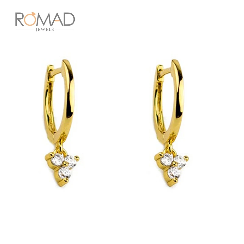 

Simple Gold Round Circle Earrings For Women 925 Sterling Silver Earrings Crystal Pendant Drop Dangle Earring Wedding Jewelry R40