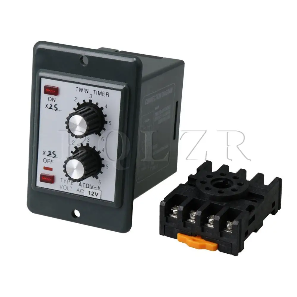 

BQLZR AC12V Adjustable Repeat Cycle Delays Timer Time 12S/12S ON OFF Controls