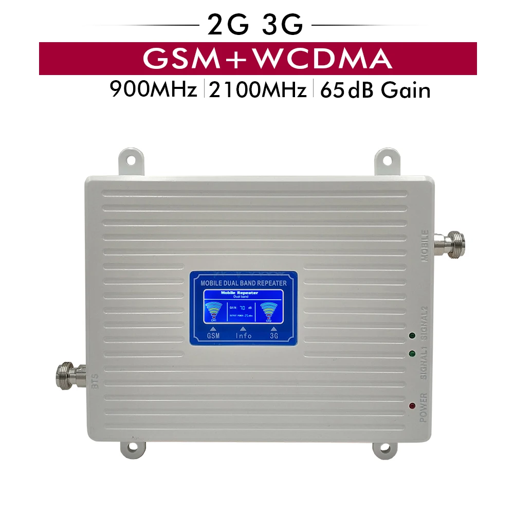 

Gain 65dB 2G 3G Dual Band Booster 900 2100 MHz Mobile Signal Booster GSM 900 UMTS WCDMA 2100 Signal Repeater Cellular Amplifier