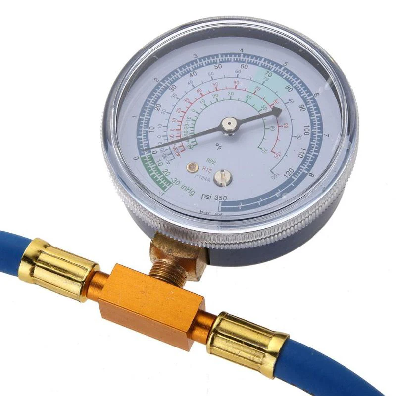 

Pratical R134A To R12 R22 Refrigerant Recharge Hose Pipe &Can Tap Pressure Gauge