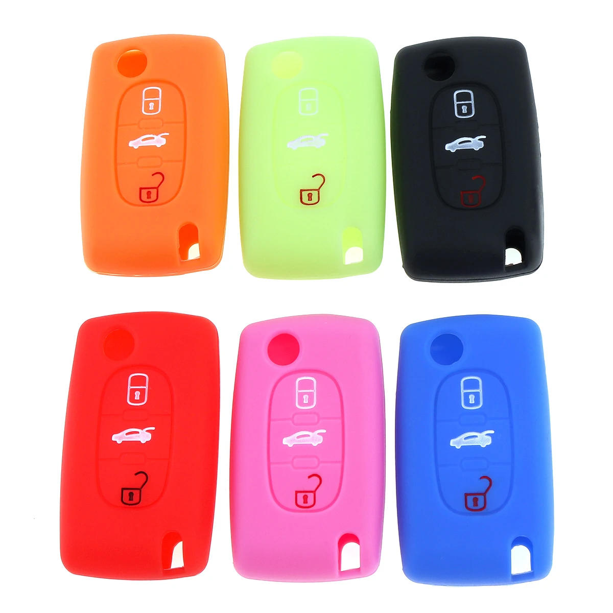 

Sale 3 Buttons Silicone Car Key Cover 6 Colors Auto Key Protector Accessories for Citroen C2/C3/C4+Picasso Xsara C5/C6/C8