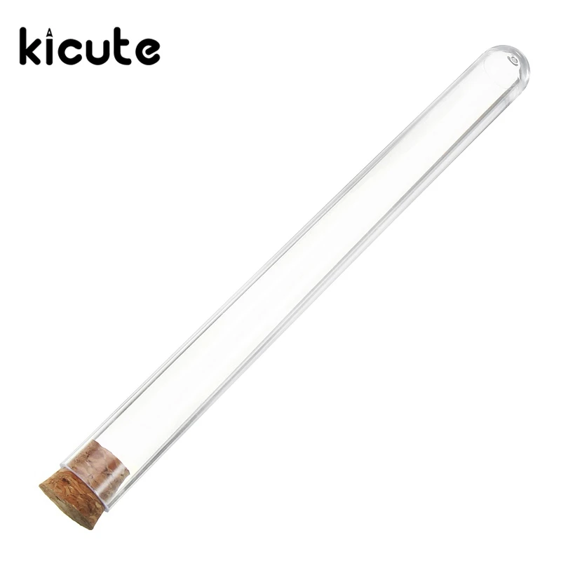 

10pcs/lot 15x150mm Plastic Test Tube With Cork Stopper Round Bottom Test Tubes Bung Laboratory Wedding Favours reageerbuisjes