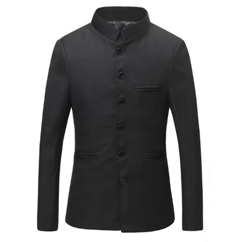 

2019 NEW Chinese Collar Black Suit Jacket Collar Suit Jacket Mens Traditional Wedding Men Mandarin Jacket Tang Suit Jackets