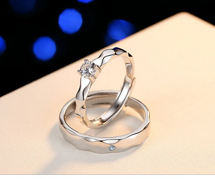 Qevila Fine Jewelry 925 Sterling silver Rings Open Adjustable Wedding Engagement Ring for Women Lovers Silver Adjustable Rings (2)