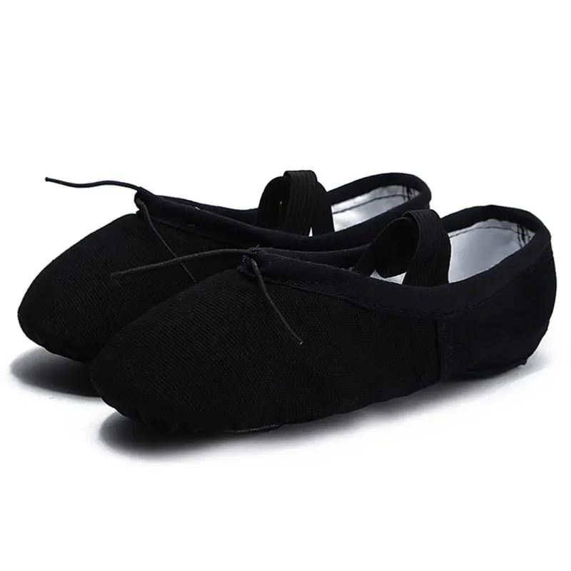 USHINE/EU22-45; парусиновая обувь черного цвета для йоги; Zapatos De Punta De; Балетные тапочки; балетная обувь для танцев для девочек; детей; женщин - Цвет: Black