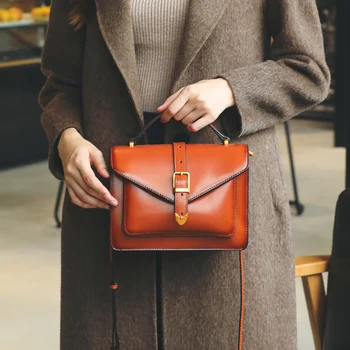 

Office Ladies Handbag Summer Sling Shoulder Bags 2019 Handmade Genuine Leather Fashion Women's Handbags Satchles Messenger Bag