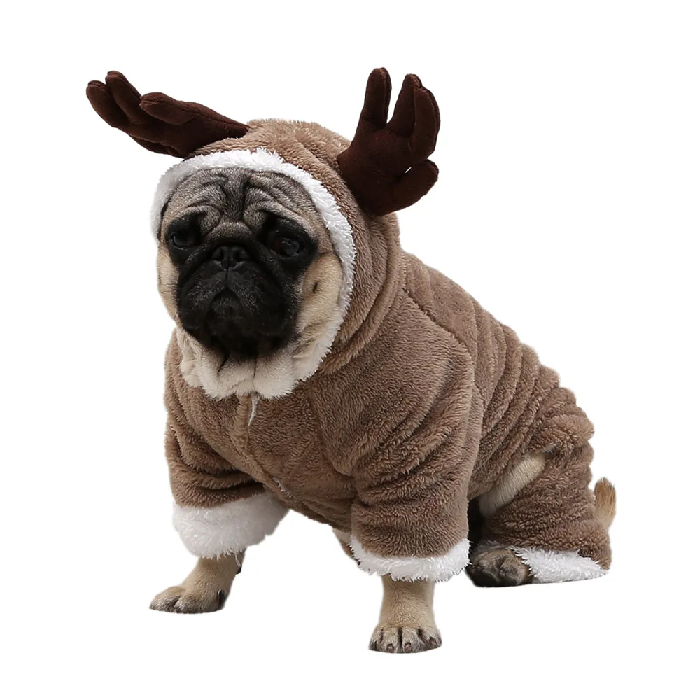 

Winter Warm Dog Clothes Christmas Elk Costume For Small Medium Dogs Cat Suit Pet Jumpsuit Coat Chihuahua French Bulldog Outfit