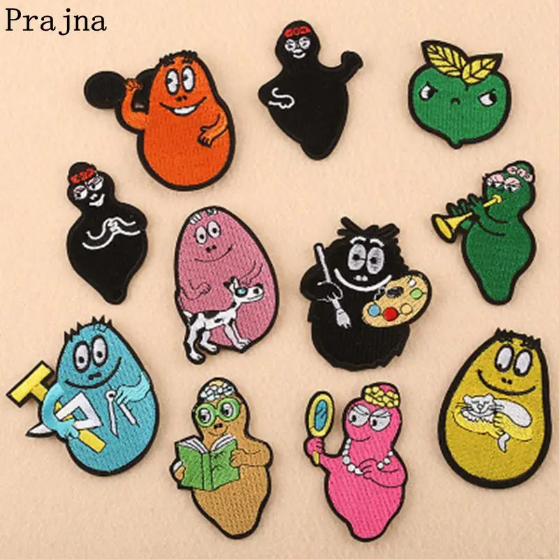 Prajna DIY Barbapapa аниме мультфильм нашивки железные на вышитые нашивки для аппликация на одежду значок на детская одежда футболка