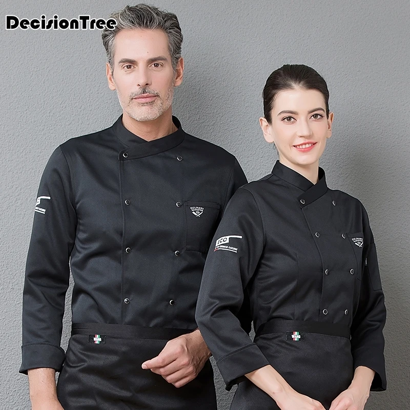 

2019 men full sleeves breathable mesh patchwork chef food service cuisine men cook workwear t shirt kitchen women work uniforms