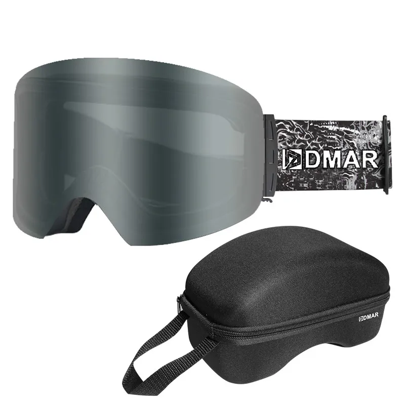 DMAR лыжные очки UV400 Серебро плюс двухслойная защита от тумана сохраняет тепло большие линзы очки мужские и женские снежные очки катание на коньках - Цвет: Silver with box