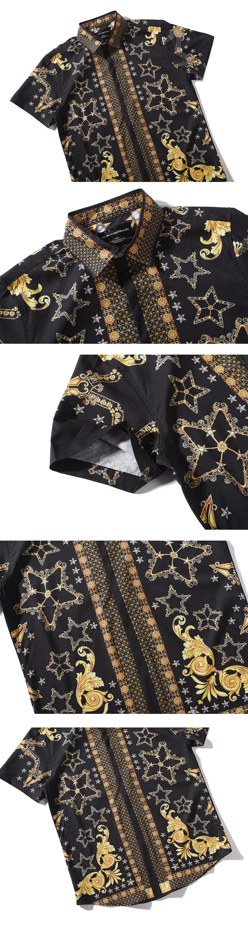 Mr. BaoLong дворец Золотые рубашки с цветочным принтом Мужские 3d рубашки с коротким рукавом летние брендовые Рубашки Модные Топы Harajuku хипстер принт звезда