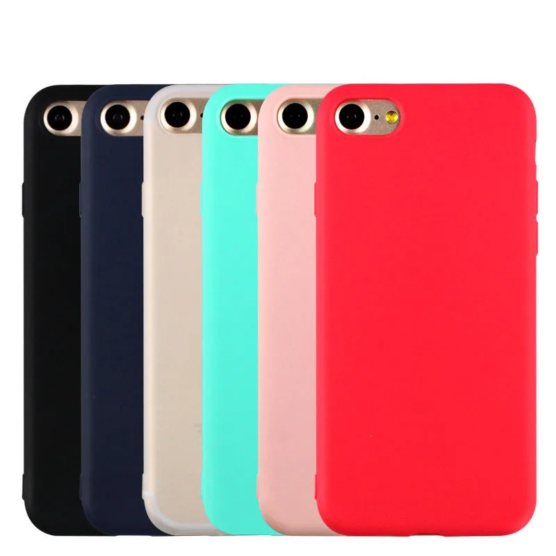 TPU Phone Case for Iphone6 7 6S 8 Plus Candy-colored Slim Soft Cover Skin IPhone7 6 6s X 5 5S SE XS XR MAX | Мобильные телефоны и