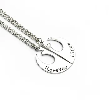 

New Hot Movie Star Wars Rebel Insignia Necklace "I love you I know" Letter Necklace Fashion Couple Necklace Wholesale 20sets/lot