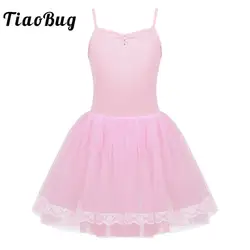 TiaoBug/Детское платье-пачка на бретельках со стразами, гимнастический купальник для девочек, профессиональное балетное платье-пачка