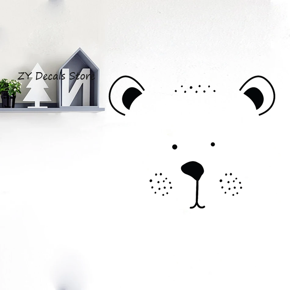 

Bear Face Wall Sticker Baby Boys Girl Room Decor Animal Wall Decals Bedroom Pure Color Art Stickers Wallpaper Self Adhesive S627