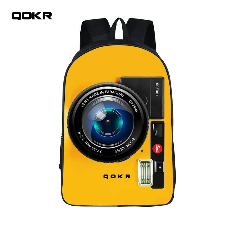 QOKR camera printing backpack for teenager girls and boys