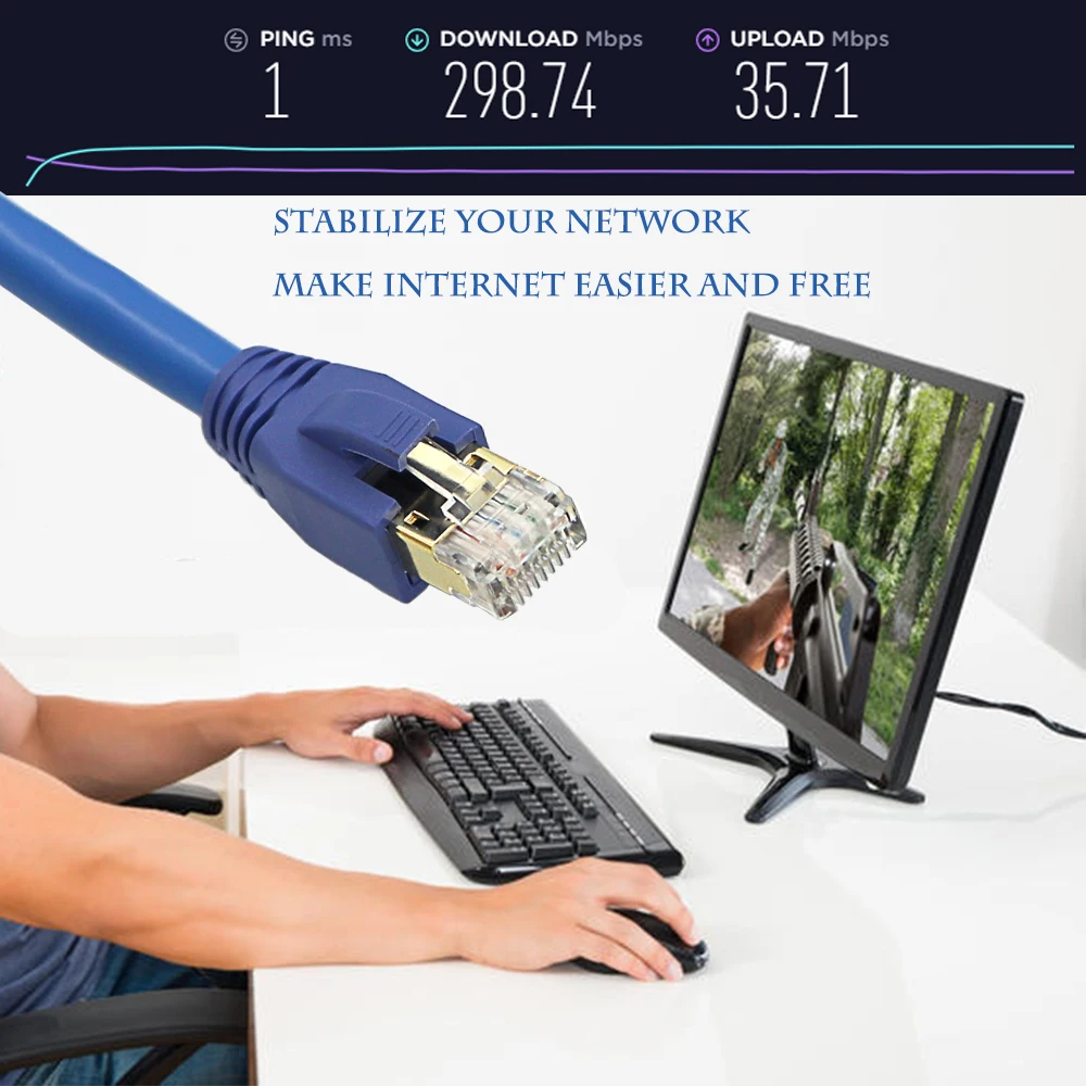 Сетевой кабель Ethernet Cat8 (14 футов) 40 Гбит/с 2000 МГц высокоскоростной Поддержка