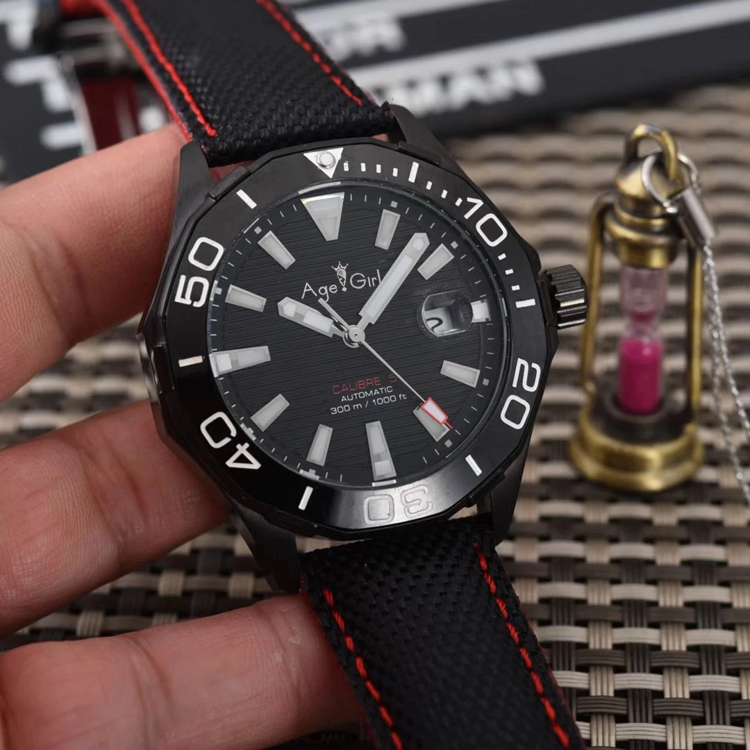 

Luxury Brand New Men Automatic Mechanical Black Blue Red Canvas Leather Ceramic Stainless Steel Sapphire Waterproof Watch Sport