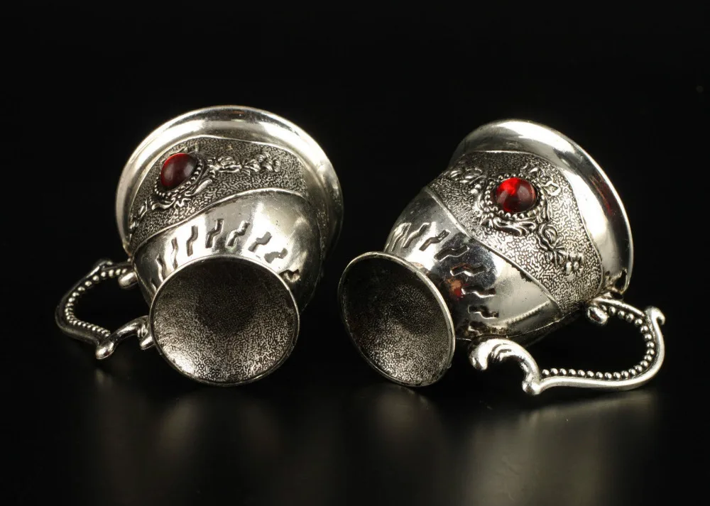 antique UNIQUE TIBETAN SILVER WINE CUP Goblet price Factory direct