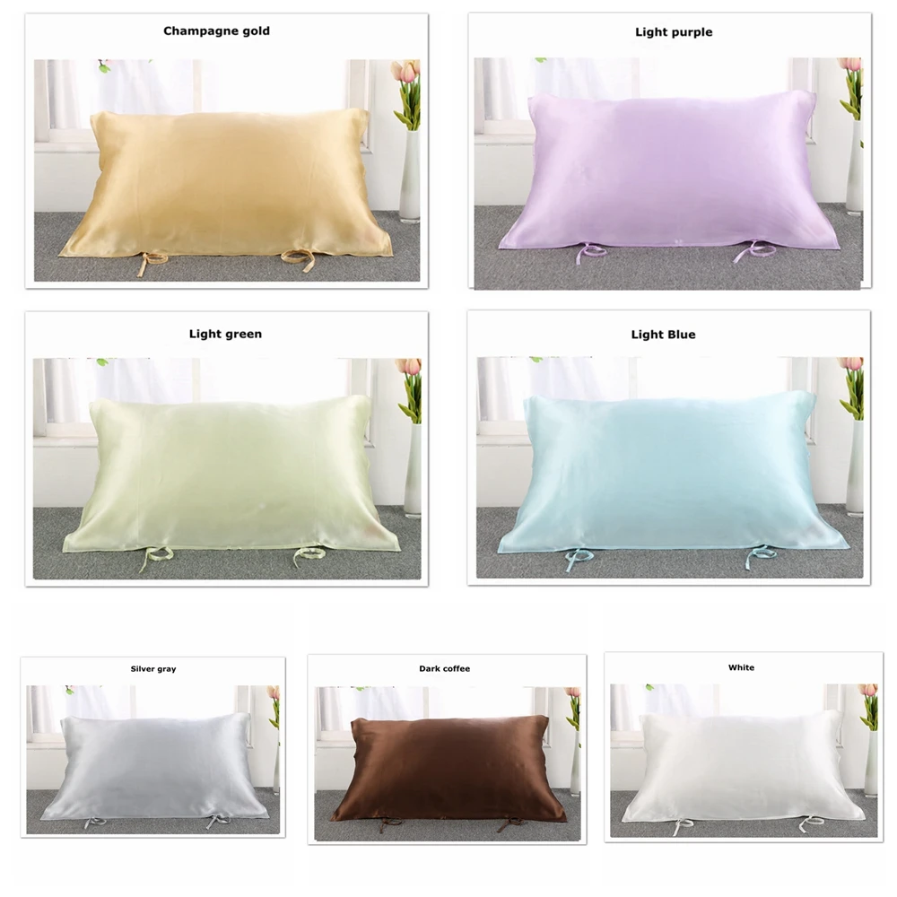 

75cm x50cm Silk Mulberry Pillow Towel Pure Pigment Satin Case Sofa Car Throw Pillowcase Cushion Cover Home Decoration AAA0253