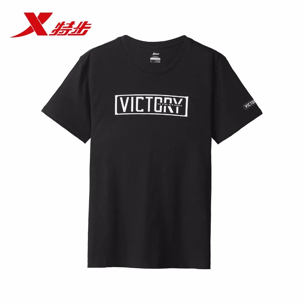 

Xtep men's sports T-shirt 2018 summer new letter printing trend round neck knit short-sleeved shirt