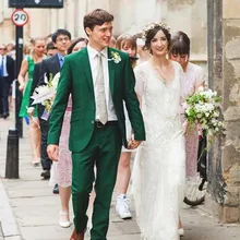 Костюм жениха под заказ костюм жениха смокинги зеленый мужской свадебный костюм друга жениха(пиджак+ штаны+ галстук-бабочка+ Hankerchief) B812