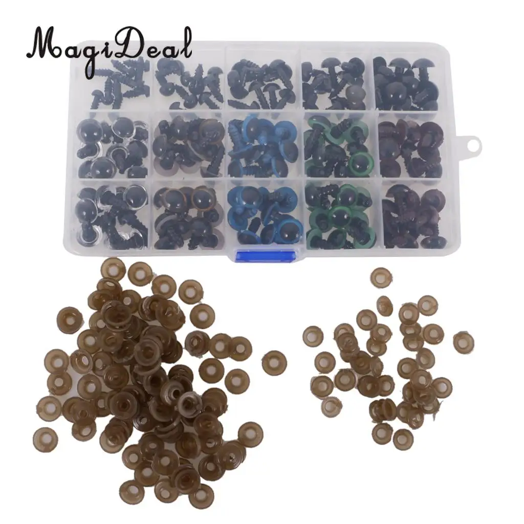Hot Sale Black 12-20mm Plastic Safety Eyes with Washers for Teddy Bear Doll Dog Plush Animal DIY Craft Toy