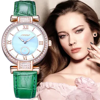 

SINOBI Fashion Ladies Wrist Watches Leather Strap Top Brand Women's Quartz Clock Rhinestone Watch Fashion Elegant Montres Femmes