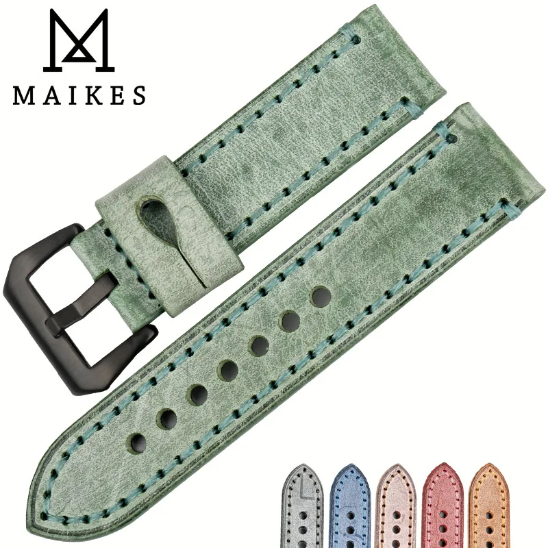 Женский ремешок для часов MAIKES из натуральной кожи красный 22 мм 24 6 цветов|Ремешки